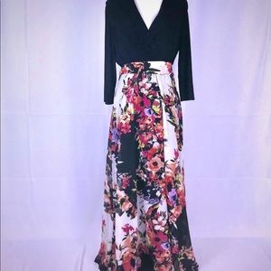 Leslie Fay black top, pink floral skirt Dress 12